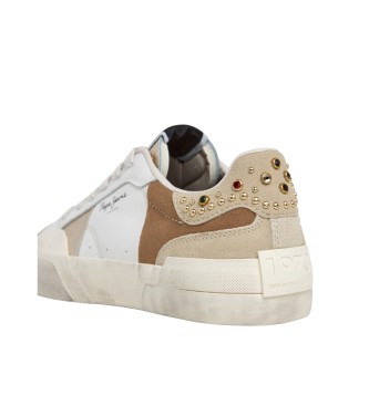 Pepe Jeans Milan Crystal Leather Sneakers white