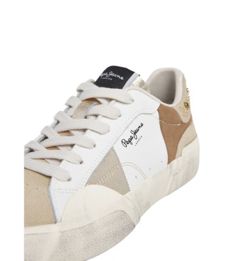 Pepe Jeans Milan Crystal Leather Sneakers white