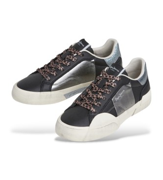 Pepe Jeans Skórzane sneakersy Milan Night czarne