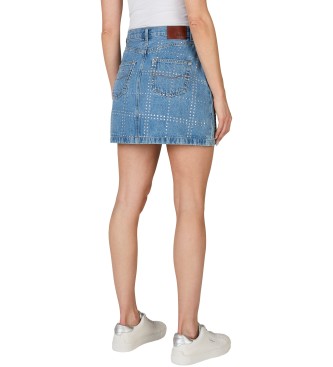 Pepe Jeans Hw glitter mini rok blauw