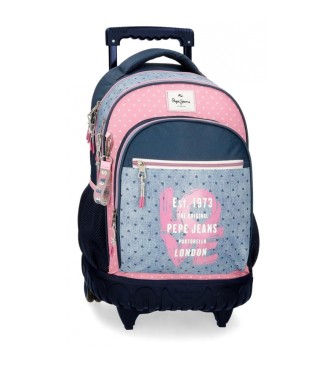 Pepe Jeans Pepe Jeans Noni denim 2R wheeled backpack blue, pink