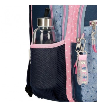 Pepe Jeans Pepe Jeans Noni denim 2R wheeled backpack blue, pink