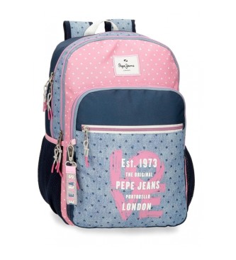 Pepe Jeans Pepe Jeans Noni mochila escolar de ganga com dois compartimentos 40 cm azul, rosa