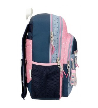 Pepe Jeans Pepe Jeans Noni mochila escolar em ganga dois compartimentos 40 cm adaptvel a trolley azul, rosa