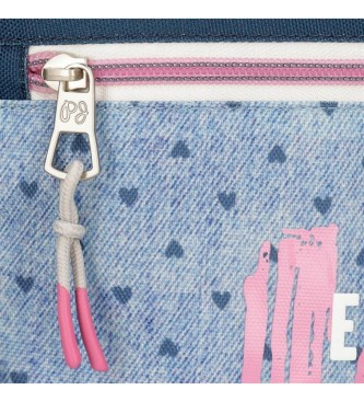 Pepe Jeans Pepe Jeans Noni denim šolski nahrbtnik z dvema predaloma 40 cm prilagodljiv na voziček modra, roza