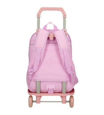 Pepe Jeans Sandra mochila escolar dois compartimentos 40 cm com trolley cor-de-rosa