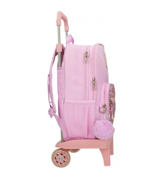 Pepe Jeans Sandra šolski nahrbtnik z dvema predaloma 40 cm z rožnatim vozičkom