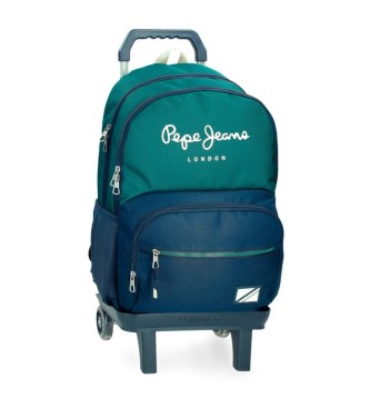 Pepe Jeans Pepe Jeans Ben 45 cm two compartments backpack with trolley turquoise