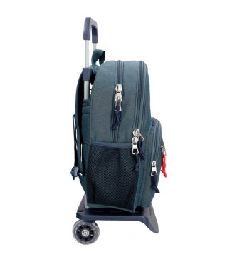 Pepe Jeans Dwukomorowy plecak Pepe Jeans Kay 40 cm z wózkiem w kolorze granatowym 