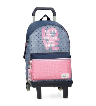 Pepe Jeans Noni denim backpack 42 cm with trolley blue