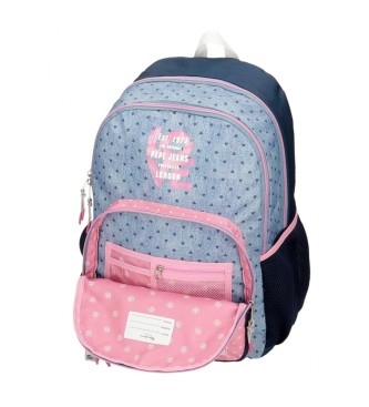 Pepe Jeans Pepe Jeans Noni denim backpack double compartment blue, pink