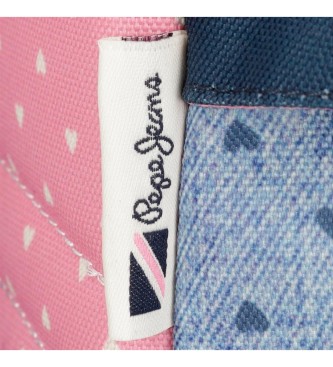 Pepe Jeans Pepe Jeans Noni denim rugzak met dubbel compartiment, aanpasbaar aan trolley blauw, roze