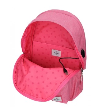 Pepe Jeans Pepe Jeans Luna computerrygsk med to rum pink -31x44x15cm