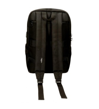 Pepe Jeans Leighton computer backpack with two compartments black