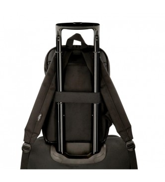 Pepe Jeans Računalniški nahrbtnik Leighton z dvema predaloma črn