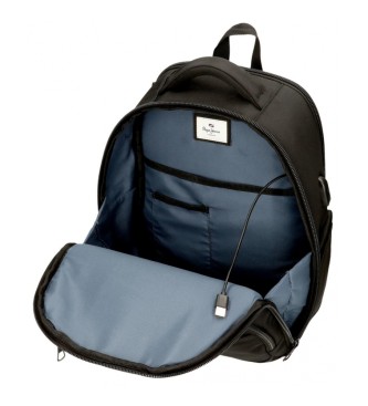 Pepe Jeans Leighton computerrygsk med to rum 42 cm sort