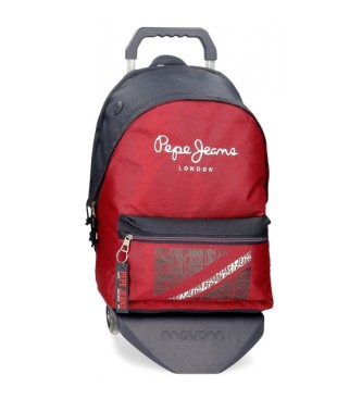 Pepe Jeans Pepe Jeans Clark two compartment computer backpack with trolley red