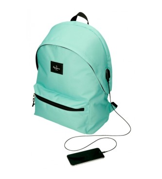 Pepe Jeans Aris Colorful turquoise computer backpack with two compartments