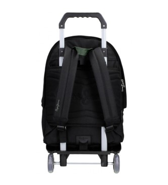 Pepe Jeans Plecak komputerowy Alton z dwiema przegrodami i wózkiem w kolorze czarnym
