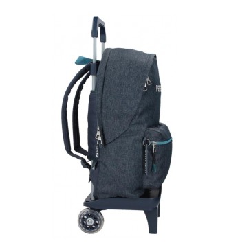 Pepe Jeans Edmon two-compartment computer backpack with marine trolley