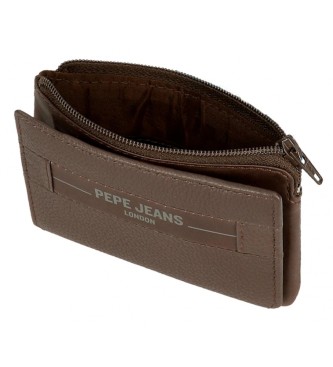 Pepe Jeans Portefeuille - Porte-cartes en cuir Checkbox Brown