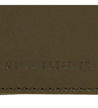 Pepe Jeans Usnjena denarnica - nosilec kartic Dual Khaki zelena