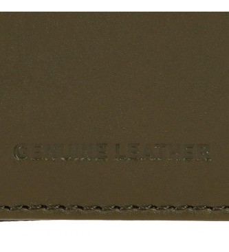 Pepe Jeans Leather wallet - card holder Dual Khaki green