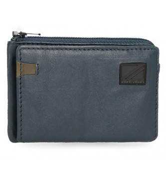 Pepe Jeans Wallet - Leather card holder Marshal Navy blue