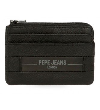 Pepe Jeans Portefeuille en cuir Checkbox Noir