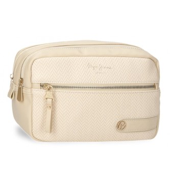 Pepe Jeans Beauty case Pepe Jeans Sprig con due scomparti beige
