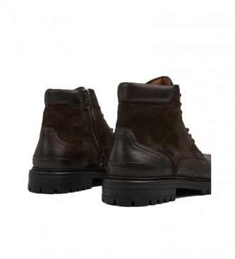 Pepe Jeans Ned Boot Antic dark brown leather booties