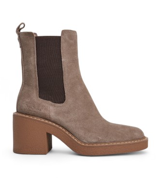 Pepe Jeans Bottines en cuir beige Nicole Chelsea