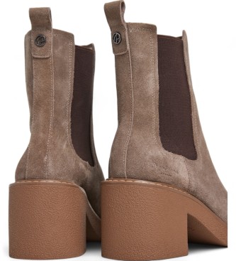 Pepe Jeans Bottines en cuir beige Nicole Chelsea