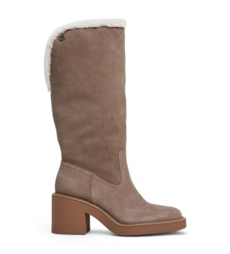 Pepe Jeans Nicole Pelzige beige Lederstiefel