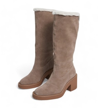 Pepe Jeans Nicole Pelzige beige Lederstiefel