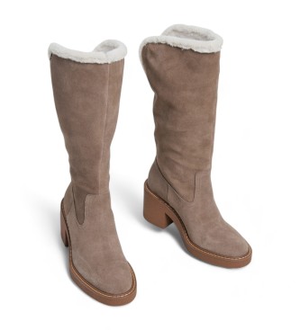 Pepe Jeans Nicole Pelzige beige Lederstiefel