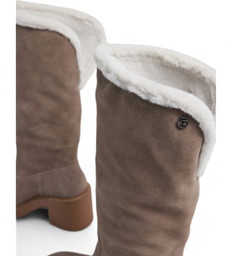 Pepe Jeans Nicole Pelzige beige Lederstiefel