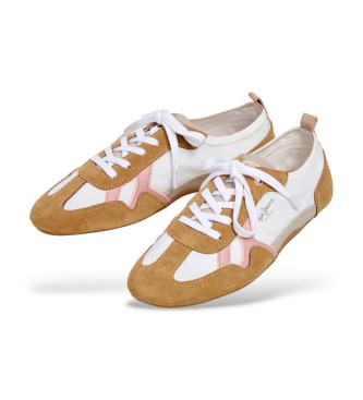 Pepe Jeans Sneakers Noa Sporty in pelle marrone e bianca