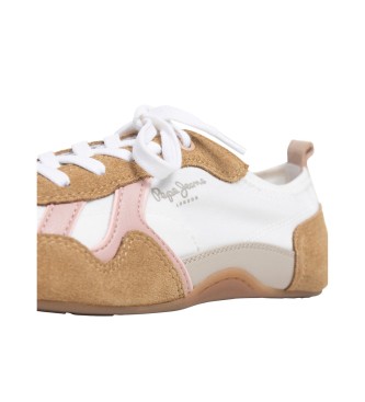 Pepe Jeans Sneakers Noa Sporty in pelle marrone e bianca