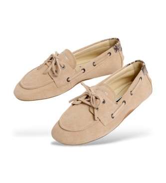Pepe Jeans Noa Star beige leather shoes