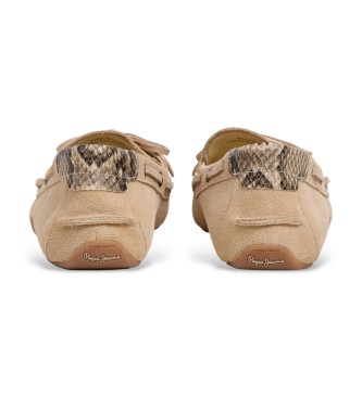 Pepe Jeans Noa Star beige leather shoes
