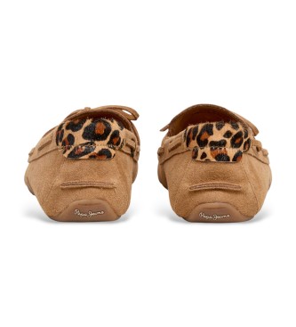 Pepe Jeans Noa Star Brown Leather Moccasins