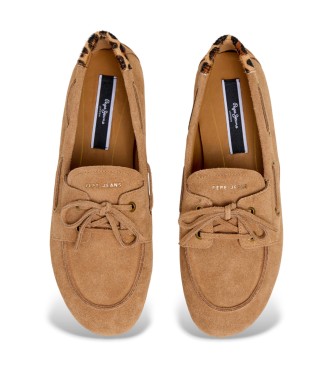 Pepe Jeans Noa Star Brown Leather Moccasins