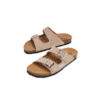 Pepe Jeans Beige Oban leren sandalen