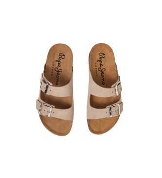 Pepe Jeans Beige Oban leren sandalen