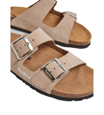 Pepe Jeans Beige Oban leren sandalen