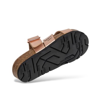 Pepe Jeans Różowe skórzane sandały Oban Twist