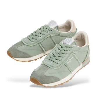 Pepe Jeans Sneakers in pelle verde Once Twill