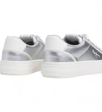 Pepe Jeans Silberne Metallic-Plateau-Turnschuhe