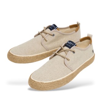 Pepe Jeans Sneakers in pelle Port Linen in bianco grezzo